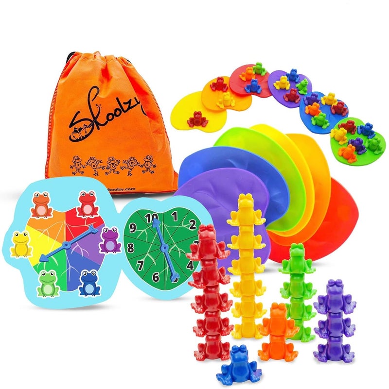 Skoolzy Counting Toys for Kids Ages 3-5. Learning Frogs Color Sorting Toy Set, Numbers Matching, Montessori Educational Boys and Girls Preschool Games Gifts Stocking Stuffers - Image 1