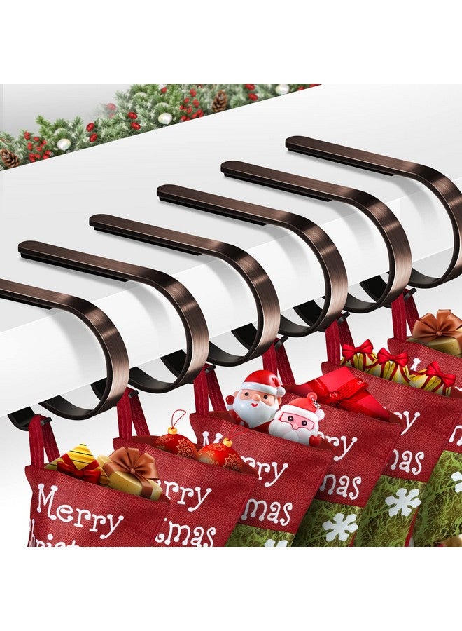 Loncaster Christmas Stocking Holders for Mantle Set of 6, Non-Slip Adjustable Stocking Holders, Stocking Hanger for Christmas Party Decorations (Bronze) - Image 1