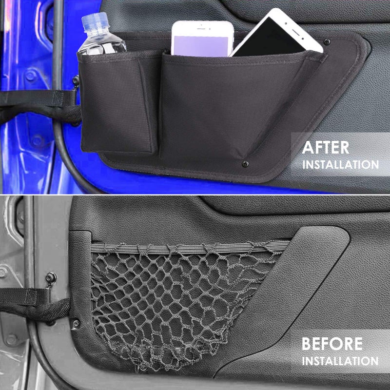 CALBEAU Oxford Front Door Storage Pockets Box, 2PCS Door Storage Pockets for 2011-2018 Jeep Wrangler JK JKU Accessories 2/4-Door, Door Net Pocket Replacement - Image 5