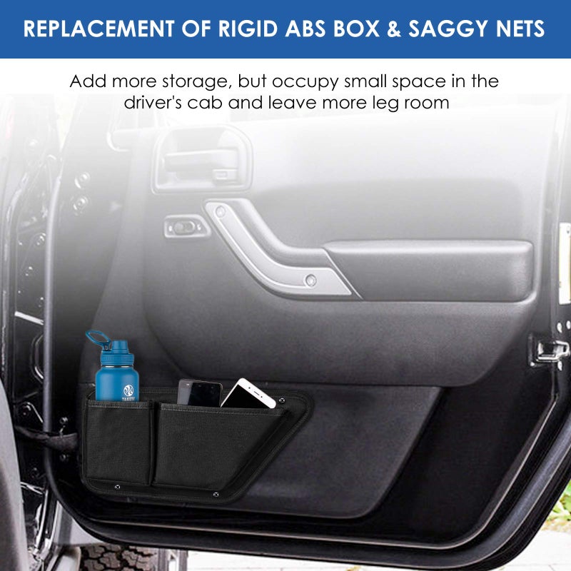 CALBEAU Oxford Front Door Storage Pockets Box, 2PCS Door Storage Pockets for 2011-2018 Jeep Wrangler JK JKU Accessories 2/4-Door, Door Net Pocket Replacement - Image 3