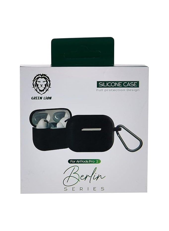 GREEN LION - Berlin Series Silicone Case for AirPods Pro 2/Protection Against Scratch & Damage - Black - Image 1