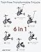 RIDYEE 5in1 Toddler Tricycle for Ages 153 Parent Steering Push Trike ToolFree Convertible to Balance Bike Safety Belt Removable Backrest and Footrest RideOn Toy for Boys Girls Grey - Image 4