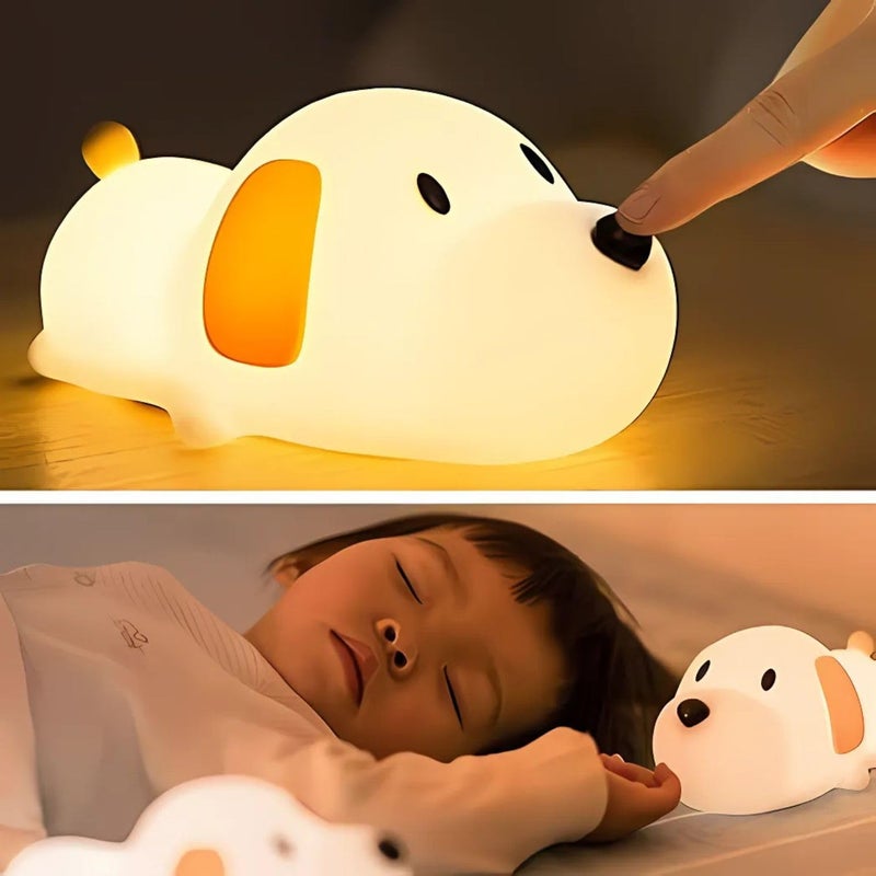 One94Store Silicone Puppy Night Light for Kids | Rechargeable LED Lamp with Touch Sensor | 7-Color Cute Bedside Lamp for Baby & Kids Room Decor, Multicolor - Image 1