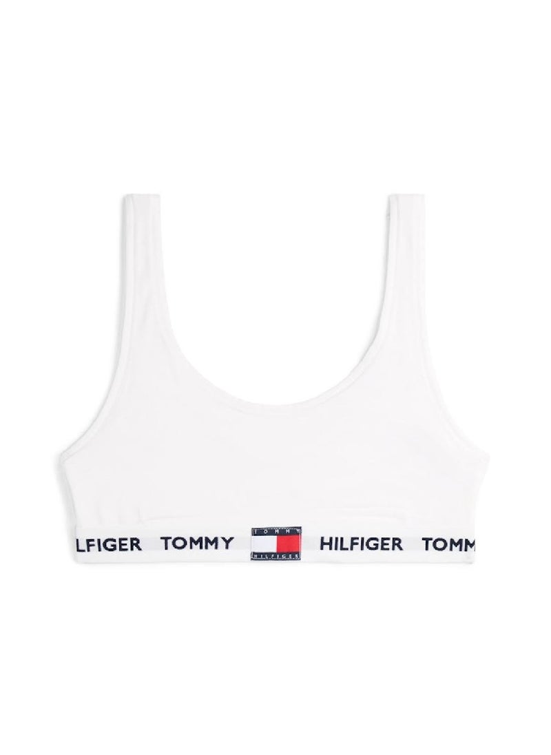 TOMMY HILFIGER Women's Heritage Logo Underband Non-Wired Bralette - Cotton, White  - Image 1