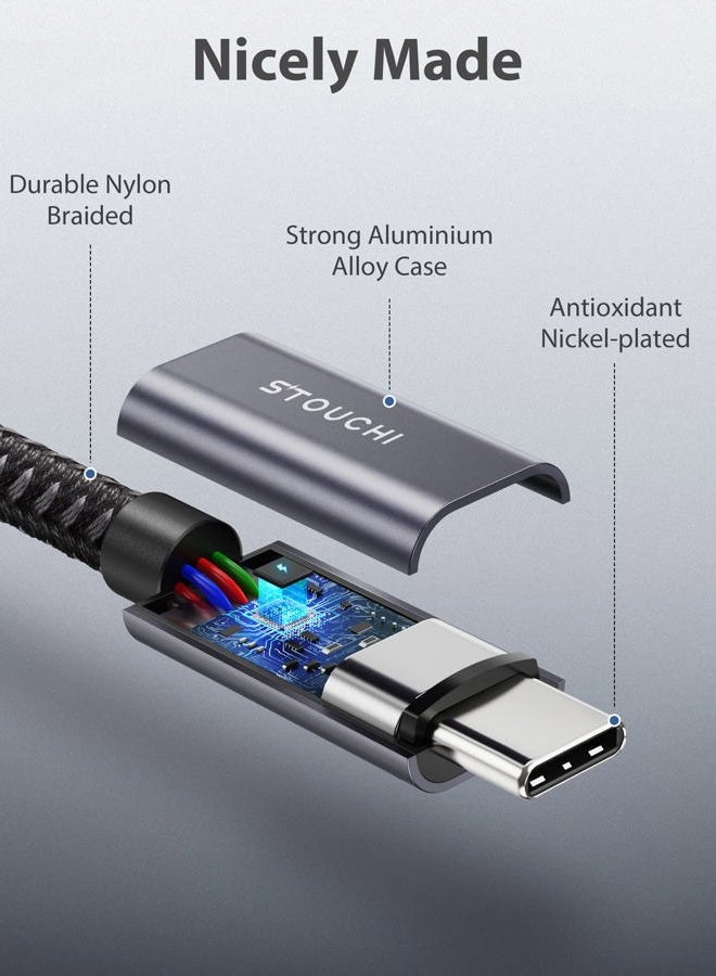 Stouchi كابل تمديد USB C 6FT/1.8M، كابل تمديد PSVR2 نوع C 3.1 ذكر إلى أنثى للشحن السريع ونقل البيانات الصوتية لجهاز iPhone15، iPad Mini/pro، MacBook Air M2/ M1 Mac Mini/pro، Mag-Safe - Image 3