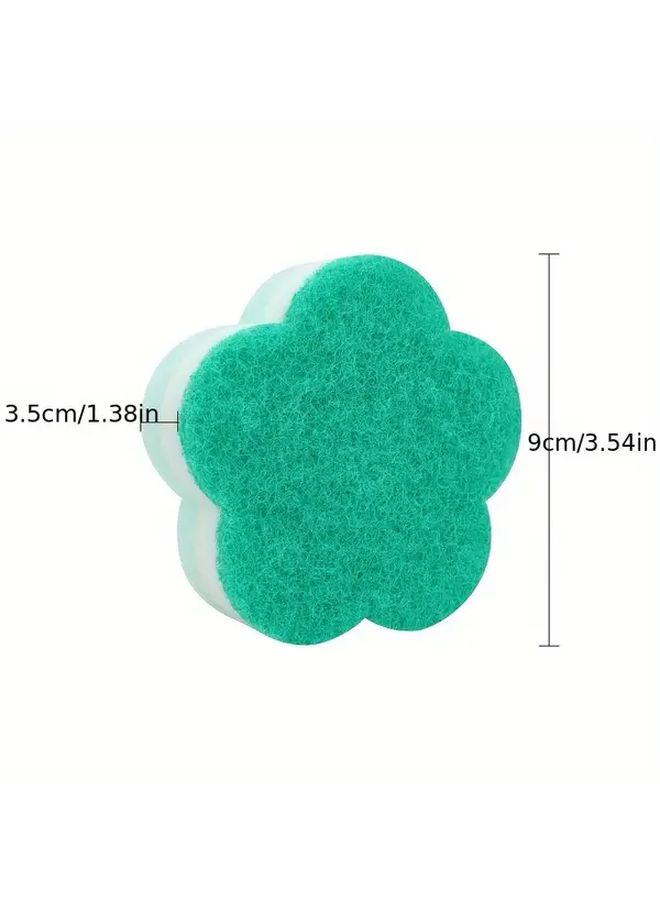 Blue Flower Double Sided Scouring Pad 10PCS Dishwashing Sponges Super Absorbent - Image 3