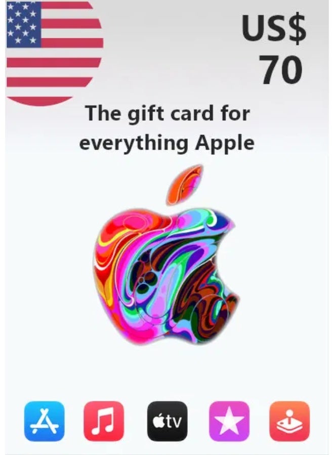 Apple Gift Card US $70 Digital Code | Apple Account Credit for App Store & Digital Purchases