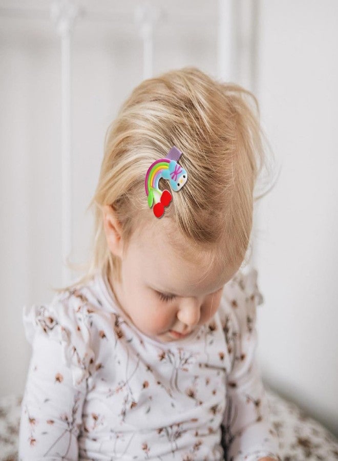 SYGA 14-Piece Baby Hair Clip Set for Girls Cute Cartoon & Floral Patterns Hair Pin Barbie, Cute Cat, Bunny, Bear, Rainbow, Heart - Purple - Image 2