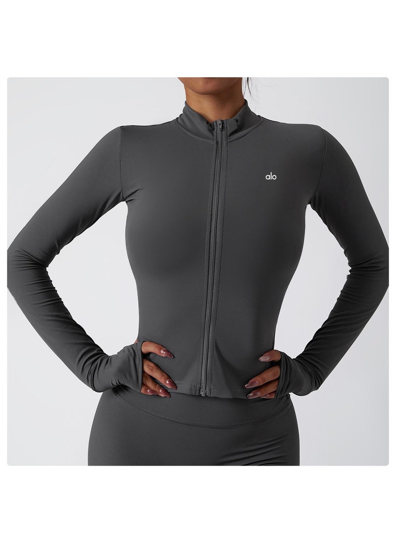 alo - ALO Yoga Sport Jacket for Running, Fitness, Training, Long Sleeve, Fast-Drying, Suitable for Autumn/Winter, Tight-Fitting, Workout, Long Sleeve Training Top - Image 1