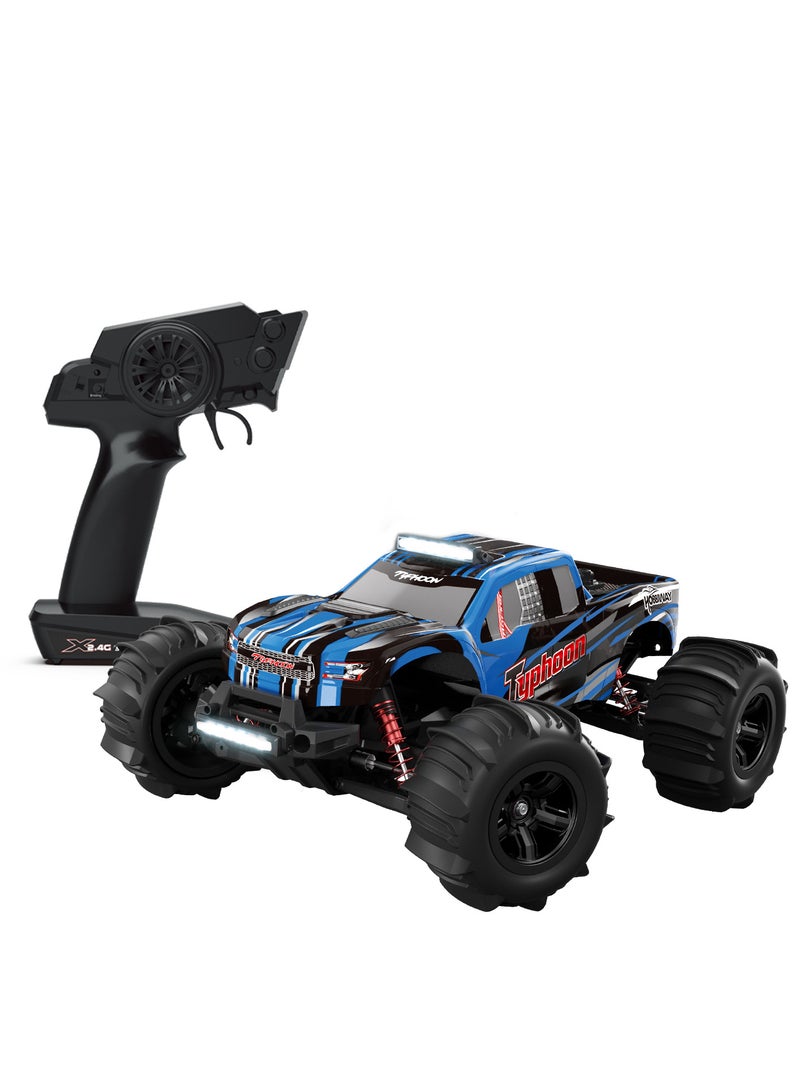 مايتويز سيارات التحكم عن بعد تايفون 1:10، درجة هواية 4WD بسرعة 60+ كم/ساعة، شاحنة تحكم عن بعد سريعة، باجي كهربائي لجميع التضاريس مع بطارية مودولارية بسعة 2500 مللي أمبير للبالغين والأولاد (دعم تعديل متقدم) - Image 1