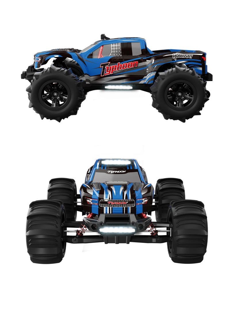 مايتويز سيارات التحكم عن بعد تايفون 1:10، درجة هواية 4WD بسرعة 60+ كم/ساعة، شاحنة تحكم عن بعد سريعة، باجي كهربائي لجميع التضاريس مع بطارية مودولارية بسعة 2500 مللي أمبير للبالغين والأولاد (دعم تعديل متقدم) - Image 2