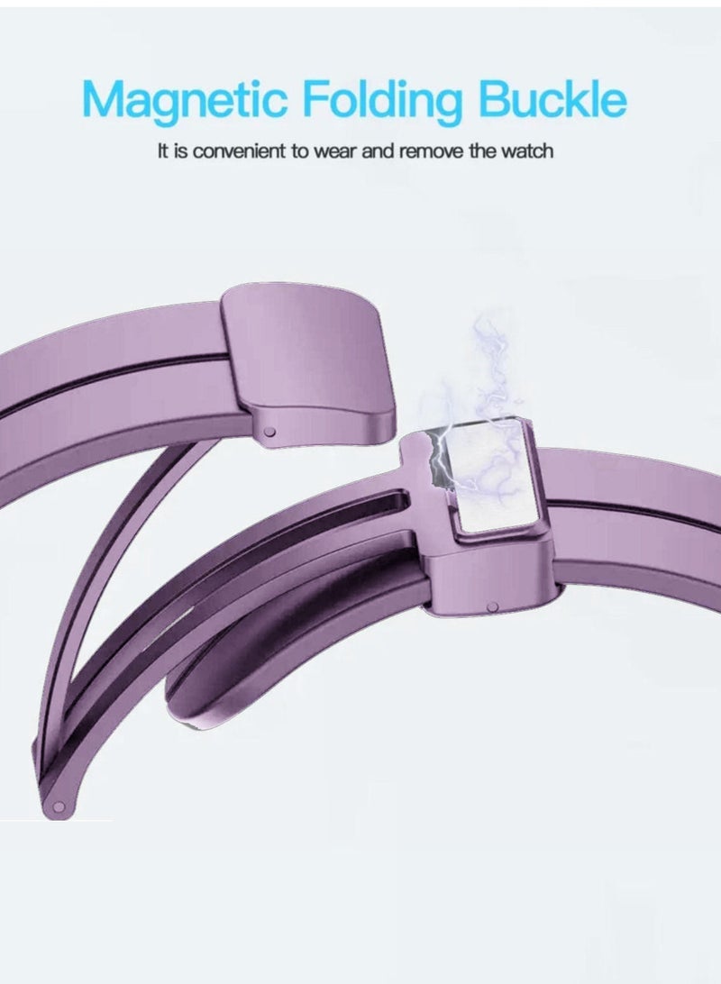 سوار ساعة ابل بقفل مغناطيسي شكل عصري مقاس 49 لون موف - Image 4