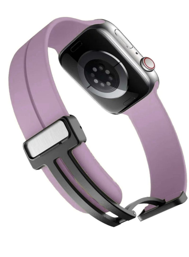 سوار ساعة ابل بقفل مغناطيسي شكل عصري مقاس 49 لون موف - Image 3