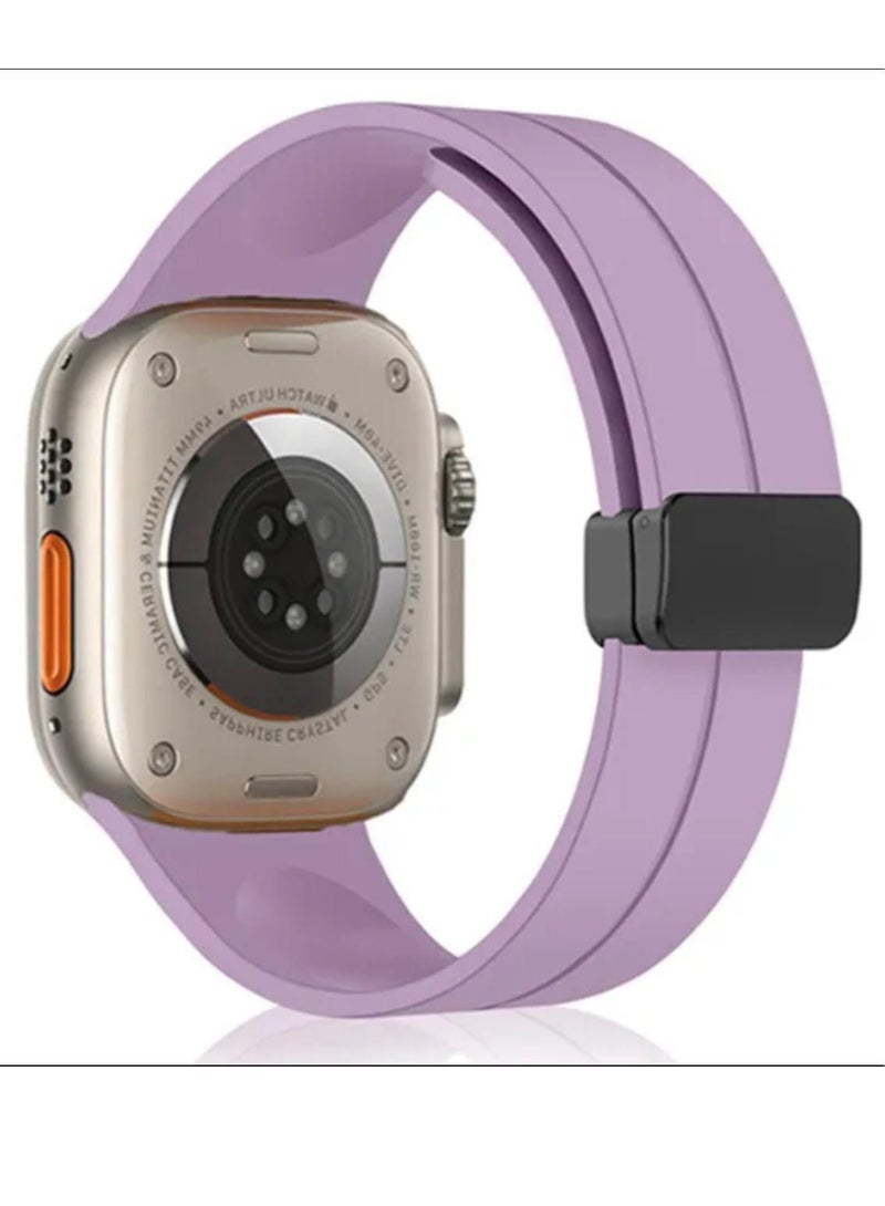 سوار ساعة ابل بقفل مغناطيسي شكل عصري مقاس 49 لون موف - Image 1