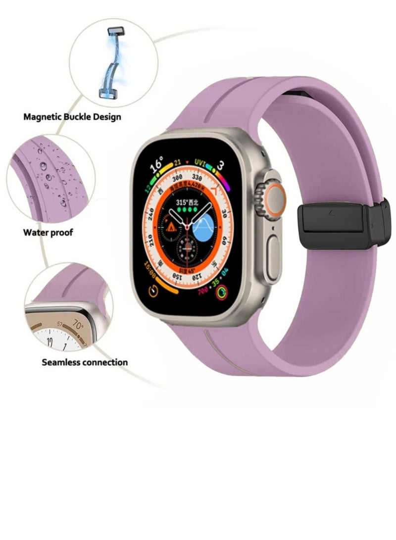 سوار ساعة ابل بقفل مغناطيسي شكل عصري مقاس 49 لون موف - Image 2