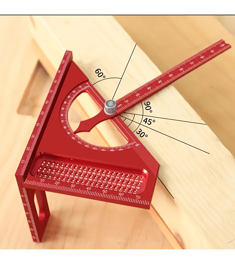 Red Metric 180 Degree Adjustable 3D Woodworking Square Kit - Image 1