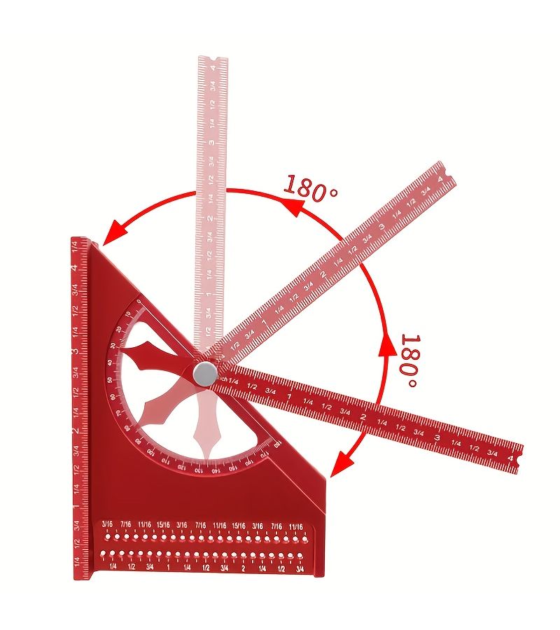 Red Metric 180 Degree Adjustable 3D Woodworking Square Kit - Image 3