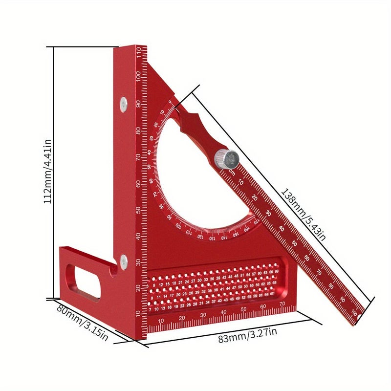 Red Metric 180 Degree Adjustable 3D Woodworking Square Kit - Image 2