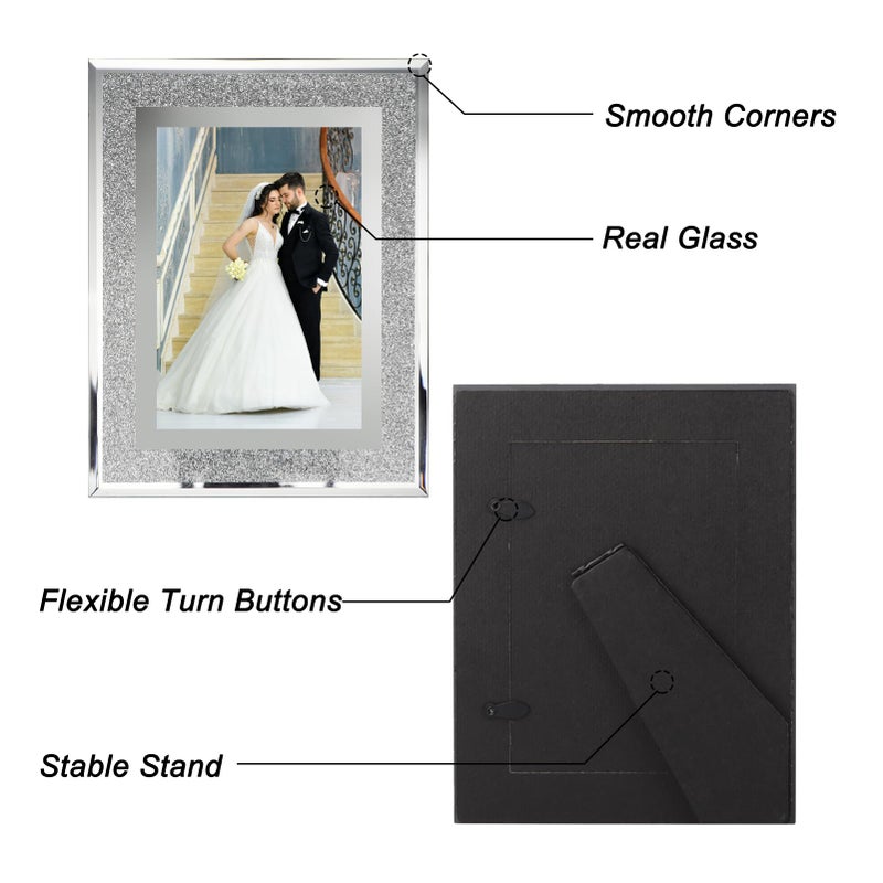 Calenzana 4x6 Glitter Picture Frames Set of 12, Sparkle Glass Photo Frame for Tabletop, Horizontal or Vertical Display - Image 3