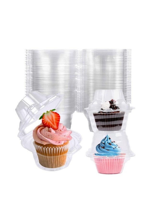 NPLUX 100 Pack Individual Cupcake Containers Plastic Cupcake Boxes Cupcake Holders Stackable Deep Dome Cupcake Carrier - Image 2