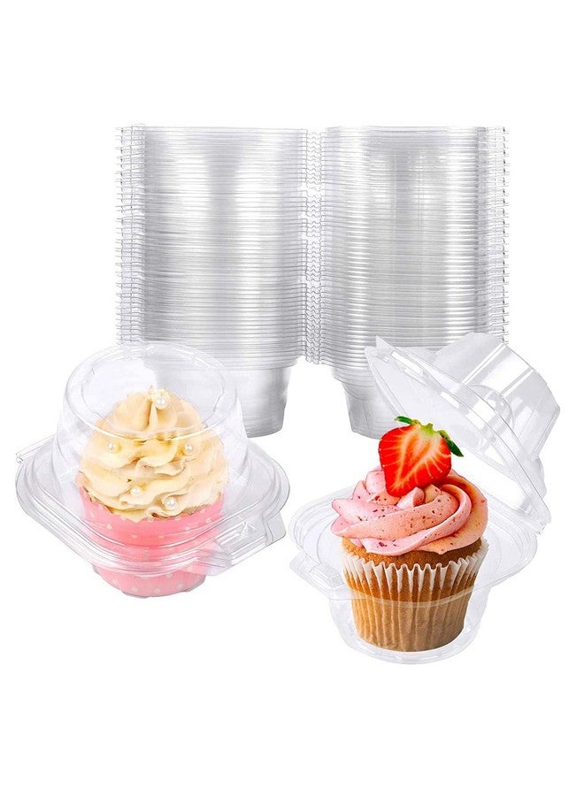 NPLUX 100 Pack Individual Cupcake Containers Plastic Cupcake Boxes Cupcake Holders Stackable Deep Dome Cupcake Carrier - Image 1
