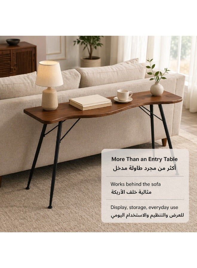 HXDream 120cm  Console Table, Mid-Century Modern Entryway Table,Narrow Sofa Table for Hallway, Living Room, Foyer, Walnut Brown - Image 3