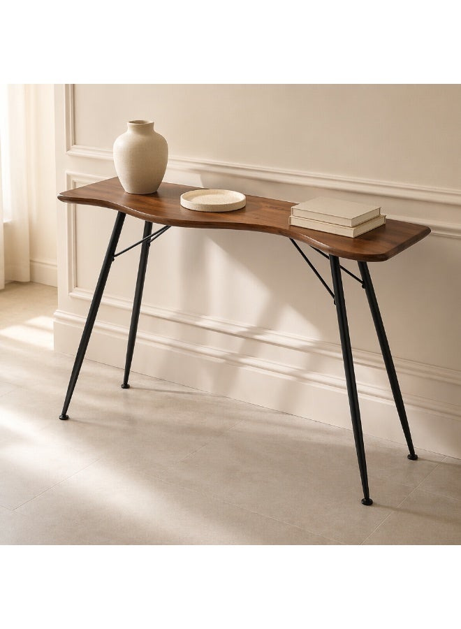 HXDream 120cm  Console Table, Mid-Century Modern Entryway Table,Narrow Sofa Table for Hallway, Living Room, Foyer, Walnut Brown - Image 1