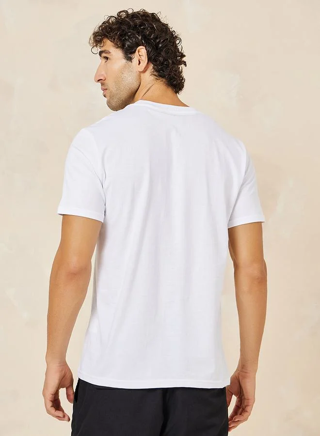 Styli Front Slogan Compact Cotton Jersey Regular T-Shirt