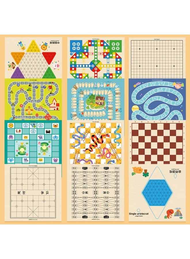 Loquat Puzzle Children Flying Chess Checkers Gobang Fighting Beast Chess Game Multifunction Chess Primary School Students Chess Wooden Play-Color:【package 6】 30*30cm Four-in-one Flying Chess + Adventure Ch - Image 4