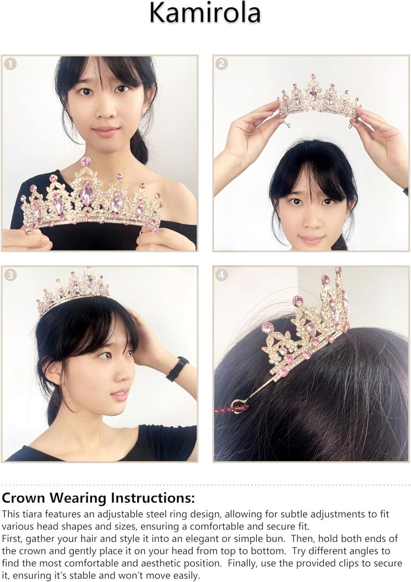 Kamirola - Queen Crown and Tiaras Princess Crown for Women and Girls Crystal Headbands for Bridal, Princess for Wedding and Party（01） - Image 4
