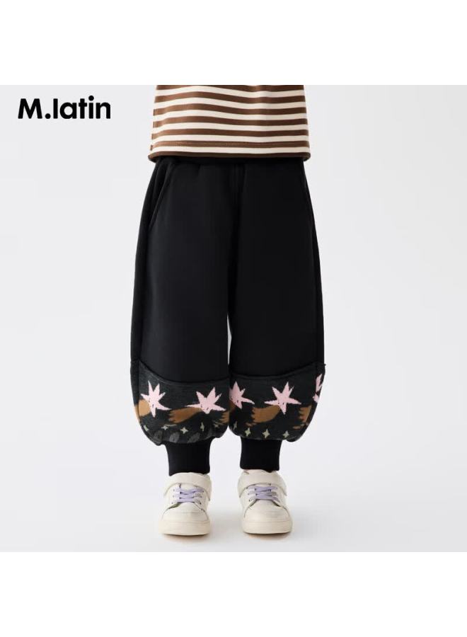 M.latin Kids Pants 25 Winter New Girls Toddler Dense Jacquard Soft Fleece Jogger Sweatpants - Image 1