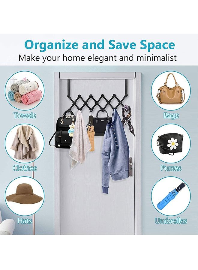 Over The Door Hooks,Door Coat Rack Closet Organizer Door Towel Racks with 6 Hooks for Hanging Purse Belt Bag Hat Storage(Silver)  - Image 5