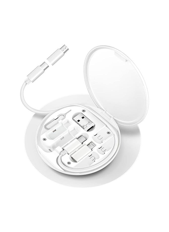 HESIMING - Multi Charging Cable Adapter Set,USB C to Micro USB/Lightning/USB A Cable Convertor Adapter Kit Can Use as Phone Holder(White) - Image 1