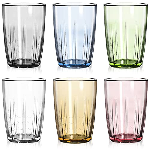 ZEAYEA Set of 6 Acrylic Drinking Cups, 14 oz Unbreakable Water Tumbler, Reusable Plastic Drinking Glasses, Stackable Beverage Tumbler for Juice, Lemonade, Ice Coffee, BPA-free, Dishwasher Safe - Image 1