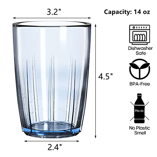 ZEAYEA Set of 6 Acrylic Drinking Cups, 14 oz Unbreakable Water Tumbler, Reusable Plastic Drinking Glasses, Stackable Beverage Tumbler for Juice, Lemonade, Ice Coffee, BPA-free, Dishwasher Safe - Image 2