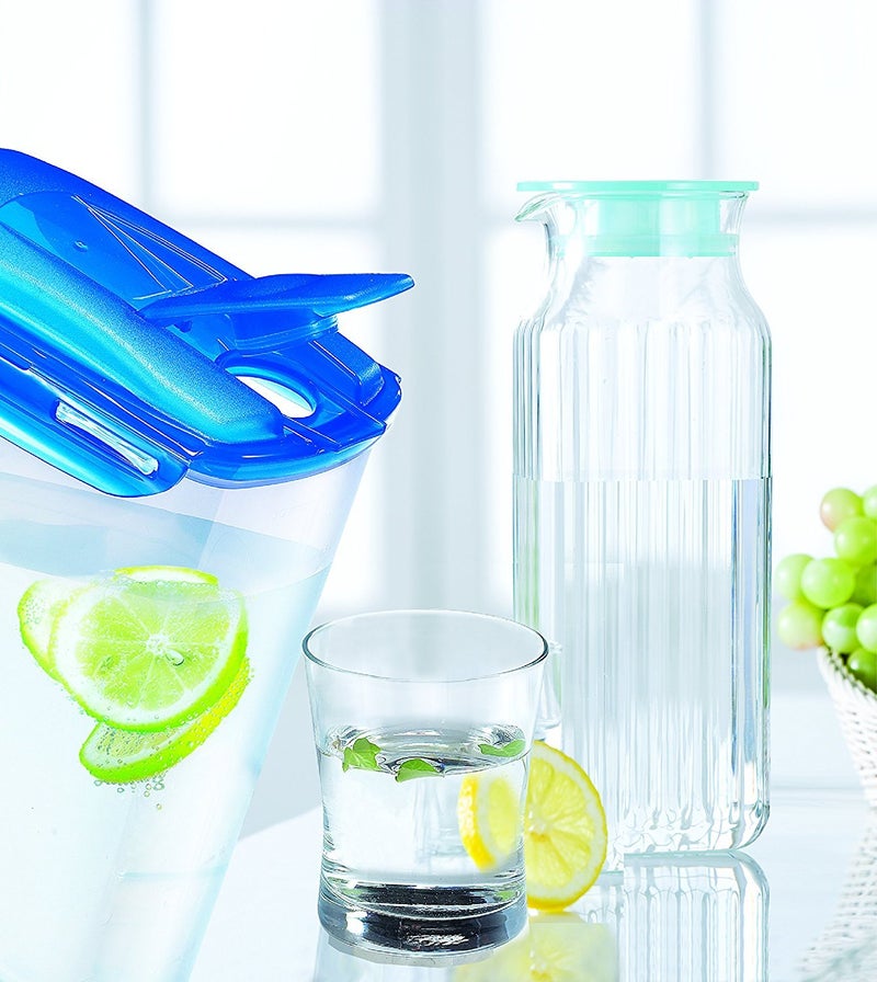 LocknLock Aqua Fridge Door Water Jug with Handle BPA Free Plastic Pitcher with Flip Top Lid Perfect for Making Teas and Juices, 3 Quarts, Blue - Image 2