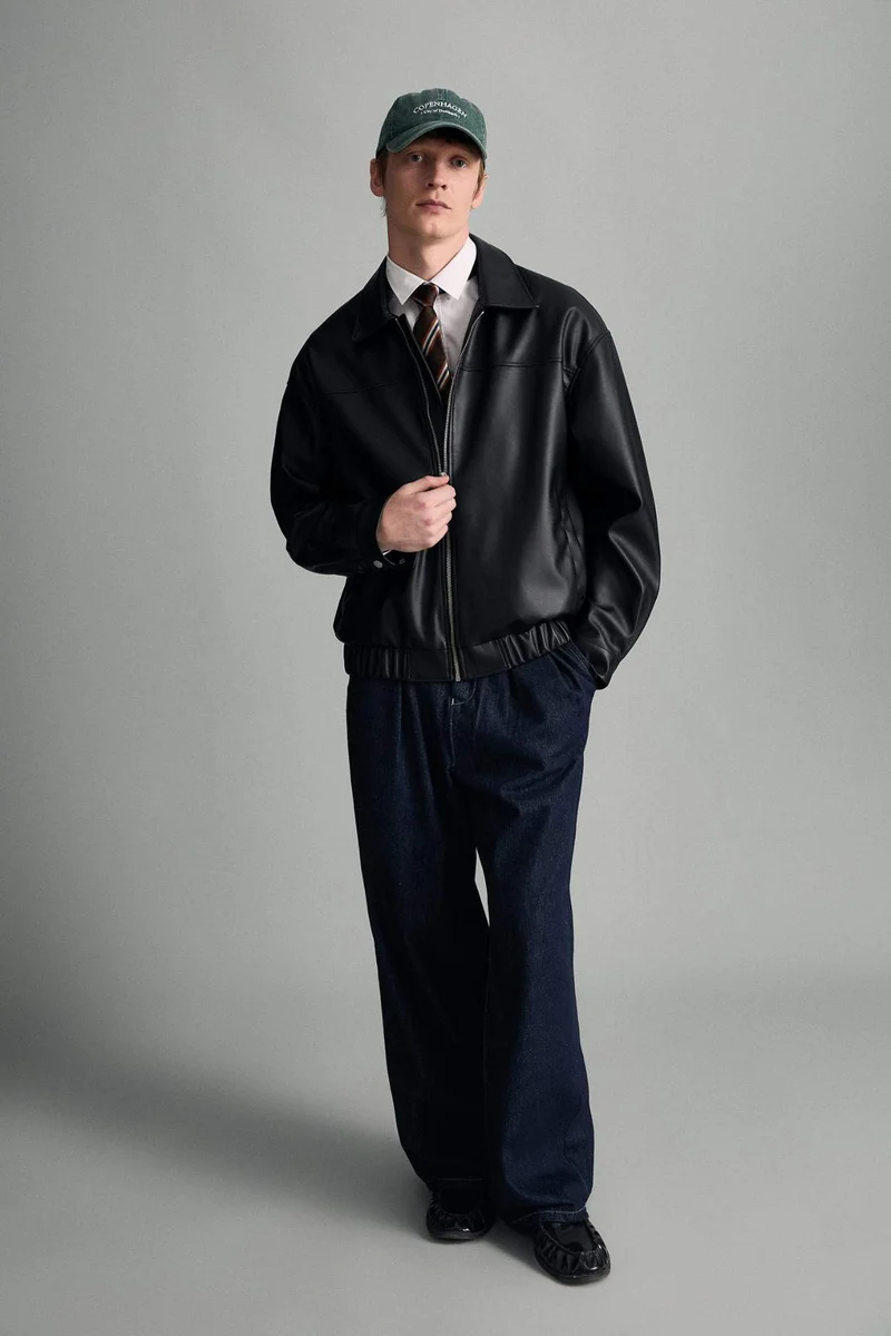 DeFacto Oversize Fit Faux Leather Jacket