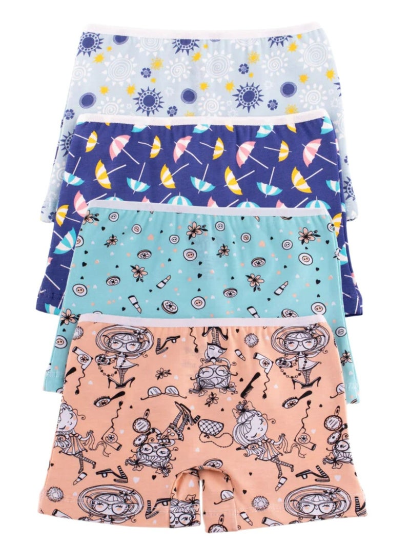 Milk Pack of 4 Cotton Hot Short Underwear Panties for Girl  - Image 1