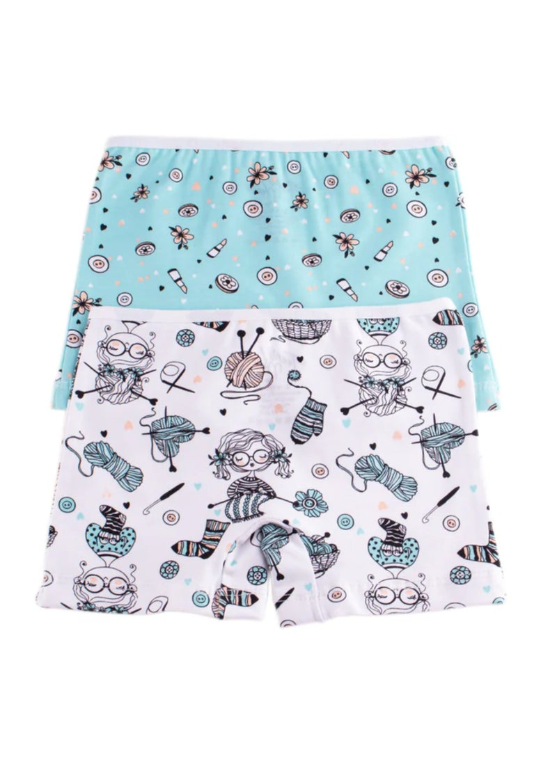 Milk Pack of 4 Cotton Hot Short Underwear Panties for Girl  - Image 3