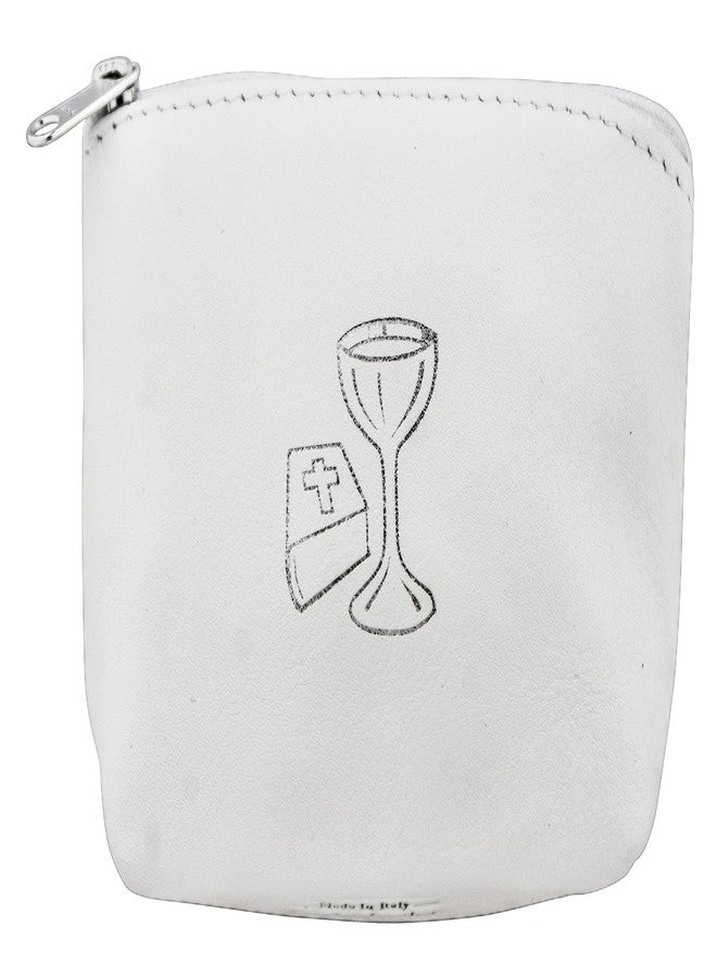 Venerare First Communion Rosary Pouch in Italian Leather (White) - Image 1