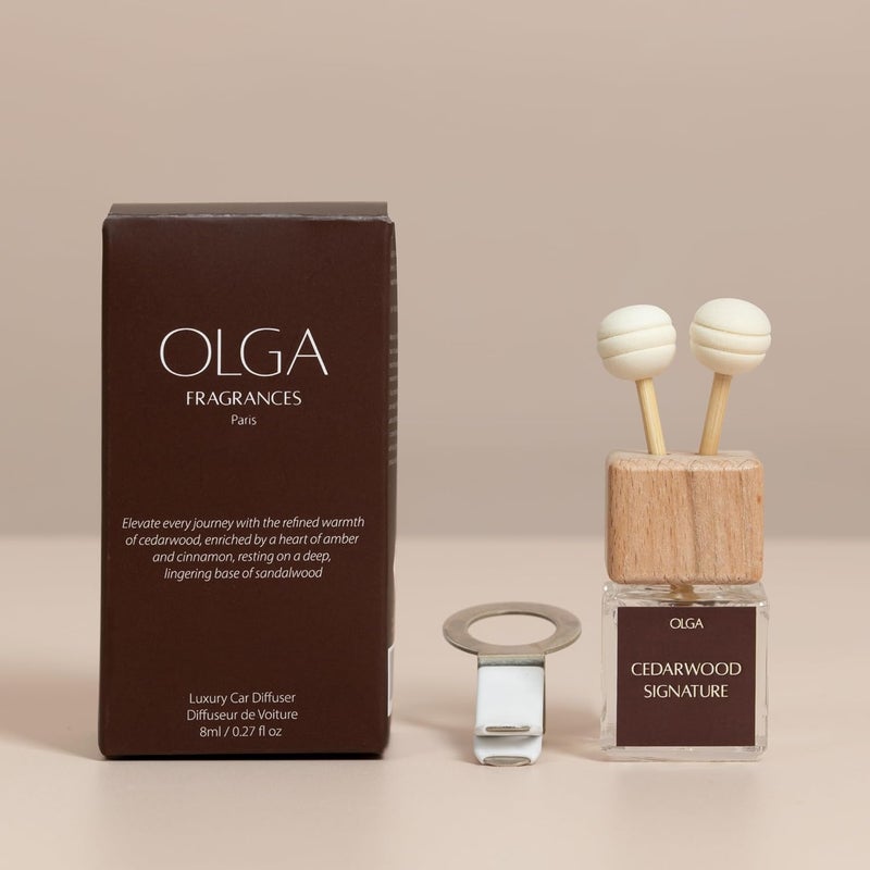 OLGA Cedarwood Signature Luxury Car Diffuser - 8ml Natural Air Freshener - Image 2