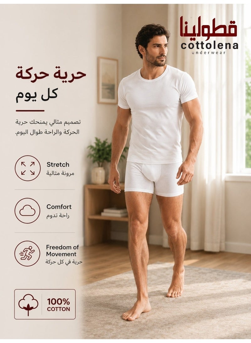 Cottolena 6 Pcs Of Men's 100% Egyptian Cotton White Undershorts Boxer Briefs - Image 3