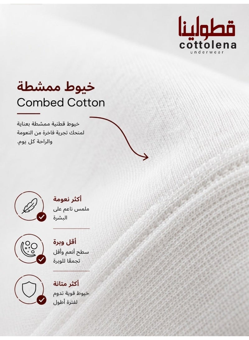 Cottolena 6 Pcs Of Men's 100% Egyptian Cotton White Undershorts Boxer Briefs - Image 4
