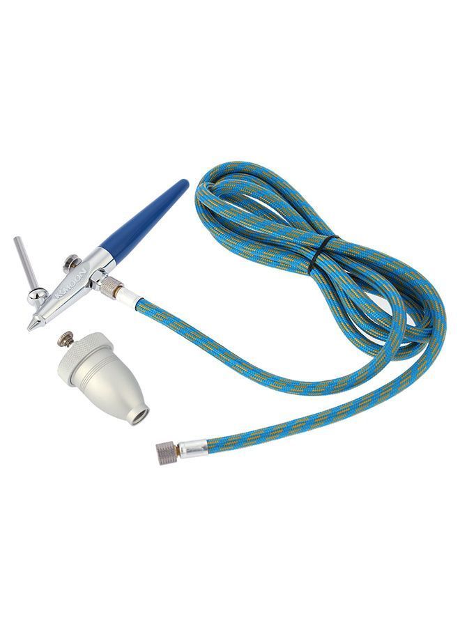NIBEMINENT Mini Sandblasting Airbrush Sandblaster Spray Model Air Brush Kit Sliver & Blue 24 x 4.3centimeter - Image 2