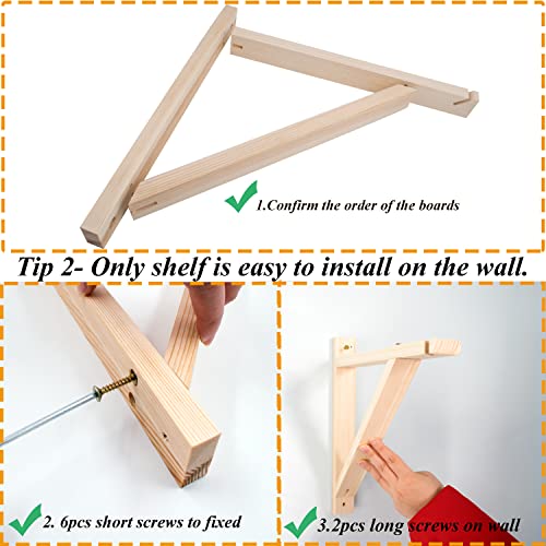 HingoFuni 2 Pack Wall Mount Natural Wood Bracket Solid Bracket Shelf Supports Kits for Sconces Pendant Lights Swag Lamps Lighting Lamps Hanging Farmhouse Design DIY Project with Screws - Image 4