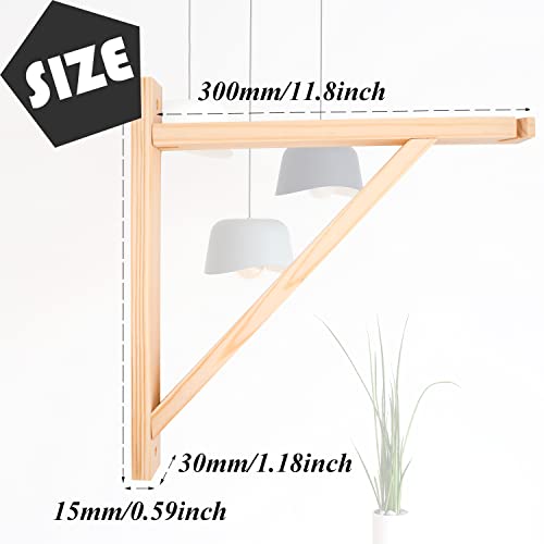HingoFuni 2 Pack Wall Mount Natural Wood Bracket Solid Bracket Shelf Supports Kits for Sconces Pendant Lights Swag Lamps Lighting Lamps Hanging Farmhouse Design DIY Project with Screws - Image 2