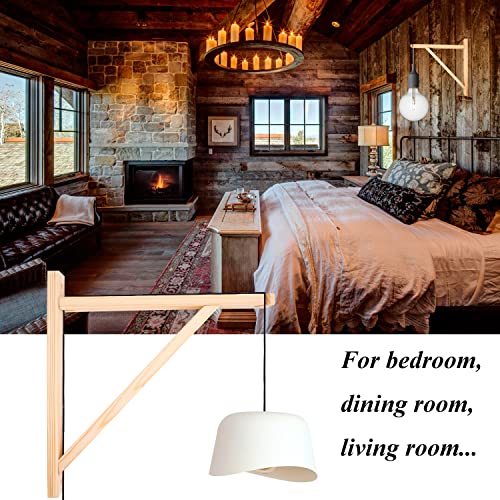 HingoFuni 2 Pack Wall Mount Natural Wood Bracket Solid Bracket Shelf Supports Kits for Sconces Pendant Lights Swag Lamps Lighting Lamps Hanging Farmhouse Design DIY Project with Screws - Image 5