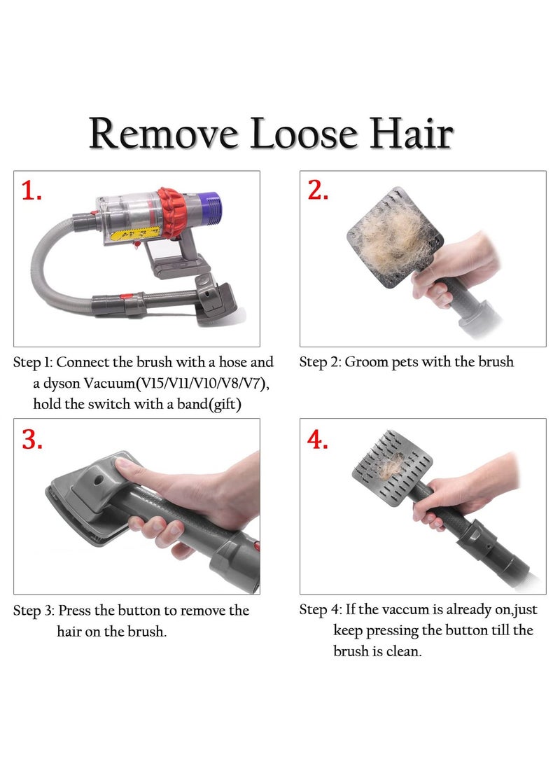 KASTWAVE Pet Dog Grooming Brush for Dyson V11 V10 V8 V7, Groom Tool Attachments with switch lock Compatible Vacuum Cleaners for Dog and Cat  - Image 5