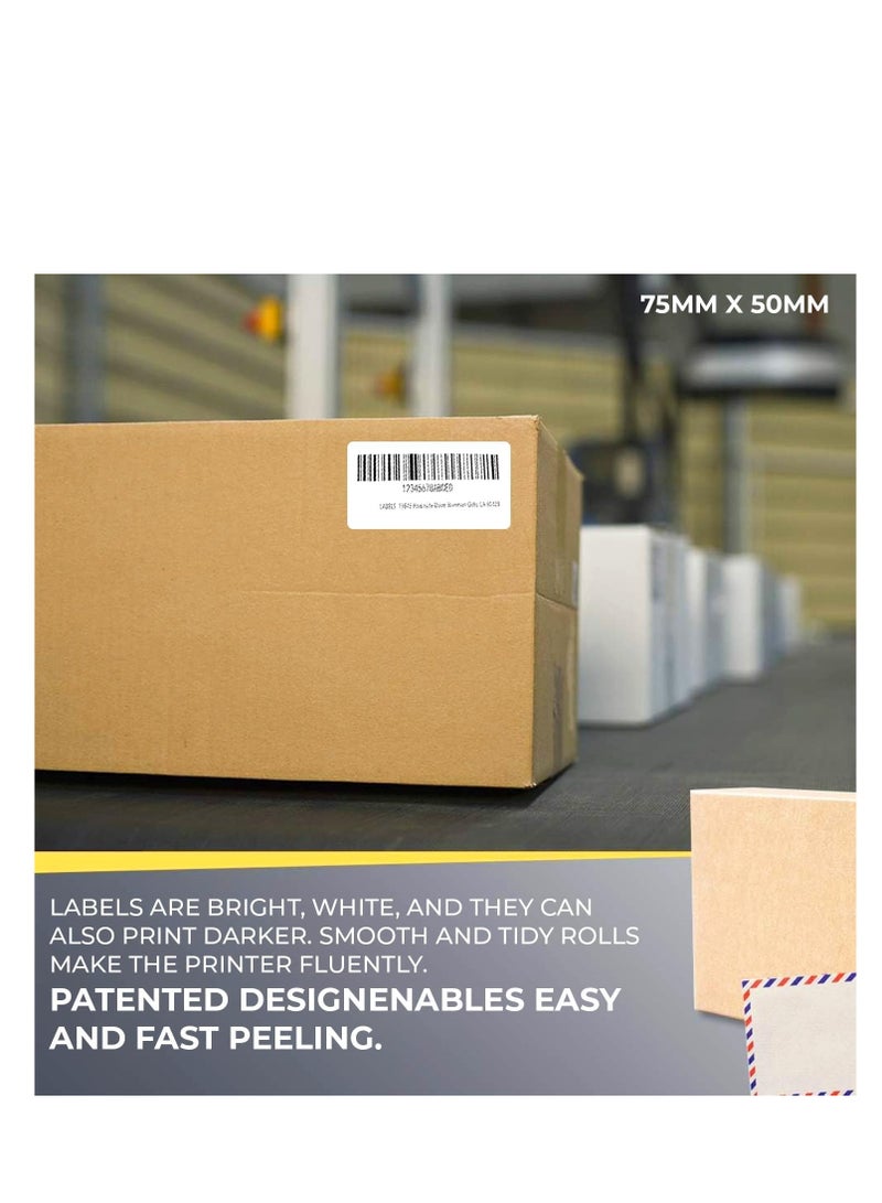 Terabyte White Thermal Labels on a Roll - 75 x 50 mm - ROLL of 1000 - Permanent Adhesive, for Barcode, White Adhesive Labels for Labelling 4 ROLLS PACK - Image 2