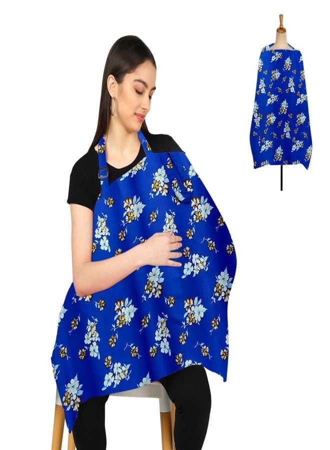 ZIKKU 100% Cotton Nursing Cover for Breastfeeding, Soft & Breathable, Feeding Apron/Cover for Nursing Mom, Lightweight & Comfortable Maternity Breastfeeding Cover with Mobile Pocket (Dark Blue Design) - Image 1